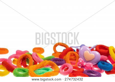 Colorful Hair Bands On White Isolated Background