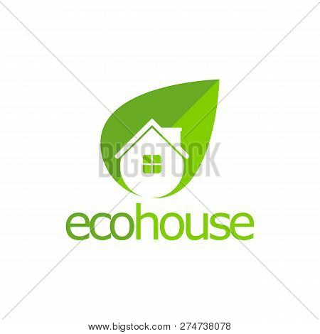 Vector Eco House Logo Design Template. Its Simple Good Design With Leaf And House Combination. Logo 