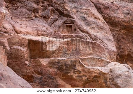 Wadi Musa, Jordan, December 06, 2018 : The Old Nabatean Grave At The Canyon Leading To Petra - The C