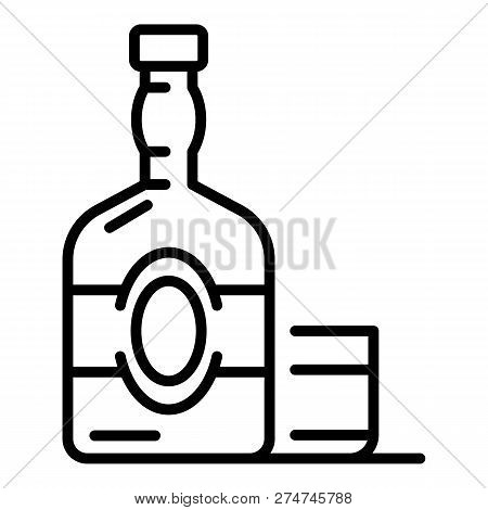 Old Whisky Bottle Icon. Outline Old Whisky Bottle Vector Icon For Web Design Isolated On White Backg