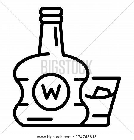 Premium Whisky Bottle Icon. Outline Premium Whisky Bottle Vector Icon For Web Design Isolated On Whi