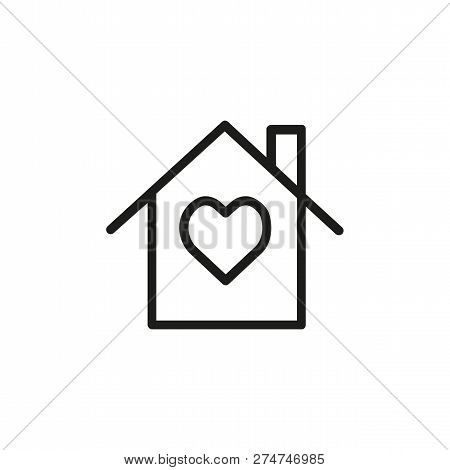 Donation Clinic Line Icon.house, Heart, Insurance. Property Concept. Can Be Used For Topics Like Swe