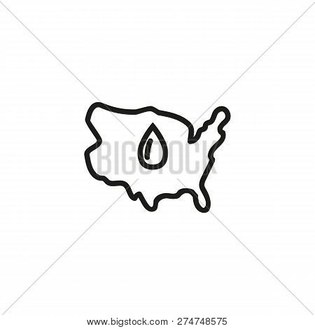 Usa Map With Oil Drop Line Icon. Development, Map, Country. Oil Industry Concept. Vector Illustratio