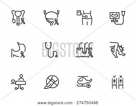 Surgery Line Icon Set. Set Of Line Icons On White Background. Healthcare Concept. Stomach, Gemma, Li