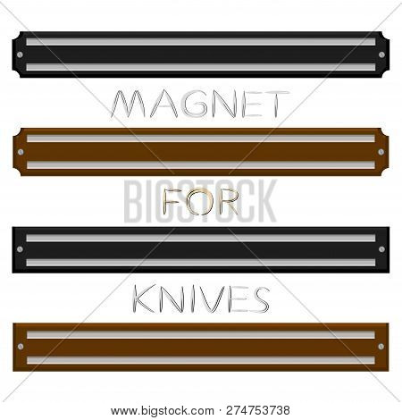 Illustration On Theme Big Colored Set Different Types Magnets Different Size For Knives. Magnet Patt