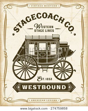 Vintage Western Stagecoach Label Graphics