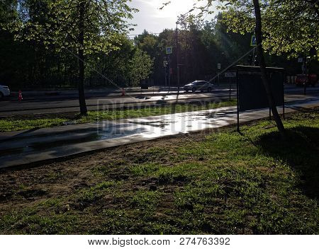 Road After Rain In The Morning In Spring, Moscow