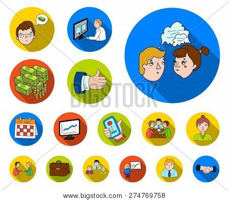 Business Conference And Negotiations Flat Icons In Set Collection For Design.business And Training V
