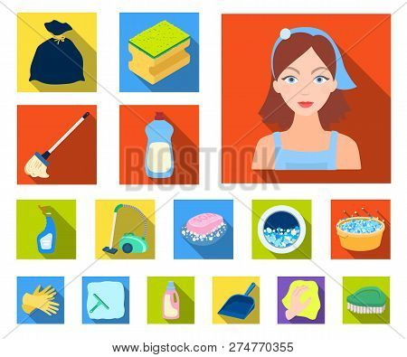 Cleaning And Maid Flat Icons In Set Collection For Design. Equipment For Cleaning Vector Symbol Stoc
