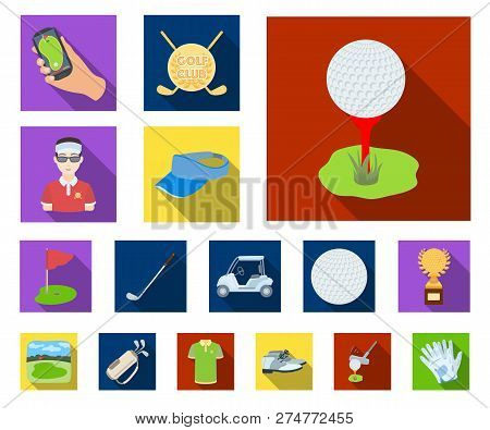 Golf And Attributes Flat Icons In Set Collection For Design.golf Club And Equipment Vector Symbol St