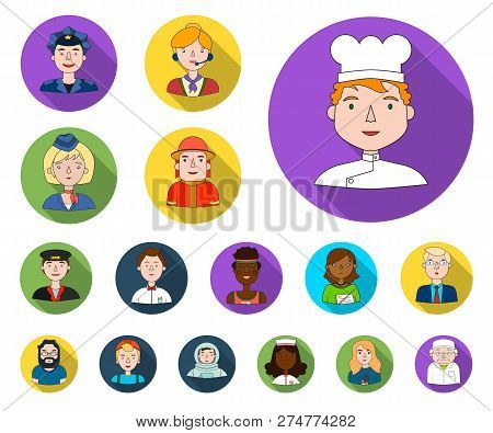 People Of Different Professions Flat Icons In Set Collection For Design. Worker And Specialist Vecto