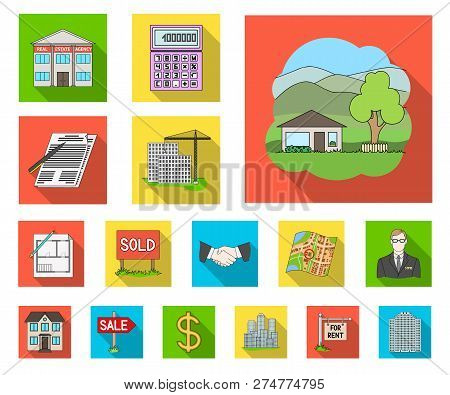 Realtor, Agency Flat Icons In Set Collection For Design. Buying And Selling Real Estate Vector Symbo