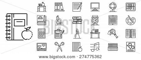 Homework Icon Set. Outline Set Of Homework Vector Icons For Web Design Isolated On White Background