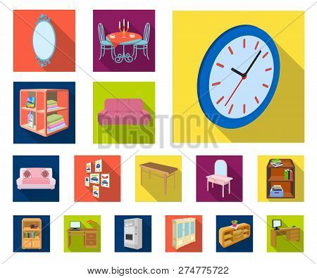 Furniture And Interior Flat Icons In Set Collection For Design. Home Furnishings Vector Isometric Sy