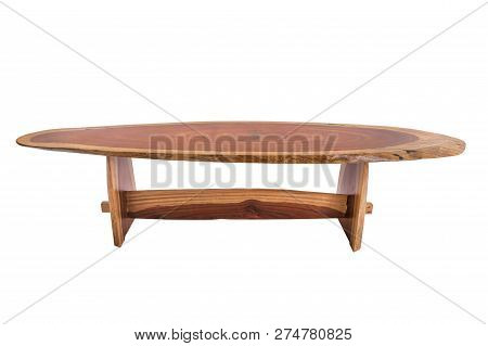 Wooden Modern Table On White Background.