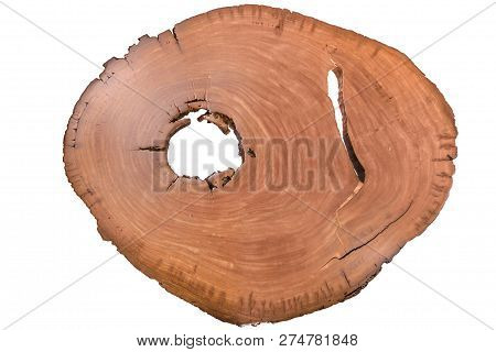 Wooden Modern Table On White Background.