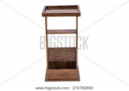 Wooden Modern Table On White Background.