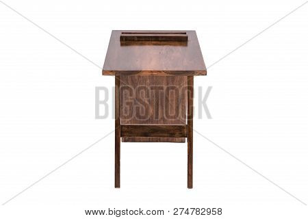 Wooden Modern Table On White Background.