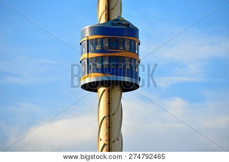 Orlando, Florida. October 19, 2018  Sky Tower On Cloudy Lightblue Background. It Is A Principal Icon