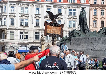Prague, Czech Republic - July 1, 2018: Visitors From Vienna At Sokolsky Slet, A Once-every-six-years
