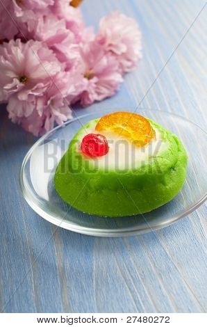 cassata ปกติดั้งเดิมซิซิลีมาร์ซิปันขนมจากข้างต้น