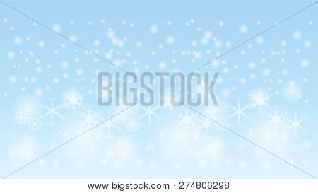 Snow, Snowfall And Sky, Snowflake And Winter Background