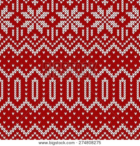 Winter Sweater Fairisle Design. Seamless Christmas And New Year Wool Knitting Pattern. Vector Illust