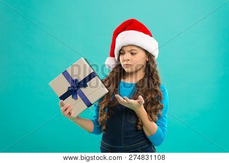 Present For Xmas. Childhood. New Year Party. Santa Claus Kid. Christmas Shopping. Happy Winter Holid