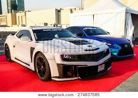 Dubai, Uae - November 15, 2018: American Muscle Car Chevrolet Camaro Takes Part In The Annual Gulf C