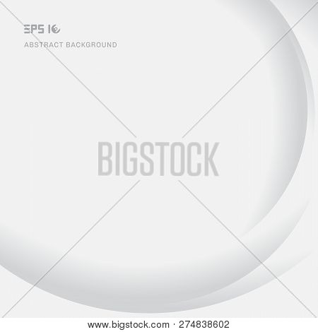 Abstract Element Modern Curve Texture Smooth White Background With Shadow And Copy Space. Vector Ill