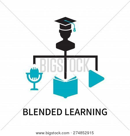 Blended Learning Icon Isolated On White Background. Blended Learning Icon Simple Sign. Blended Learn