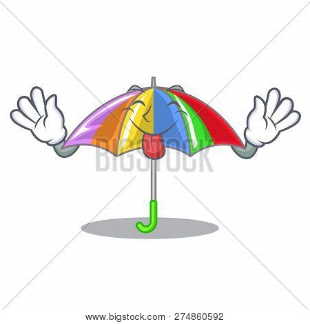 Tongue Out Playing Rain With Umbrella Rainbow Cartoon