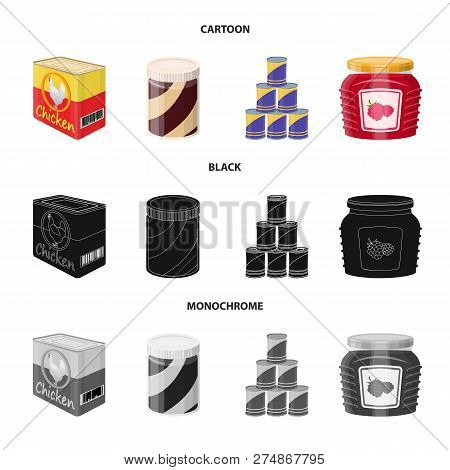 Vector Design Of Can And Food Icon. Set Of Can And Package Vector Icon For Stock.