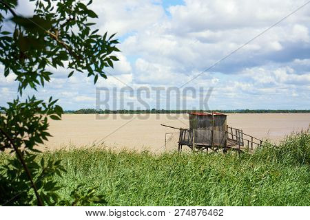 Carrelet Fishing Cabin On The Banks Of The Gironde River France