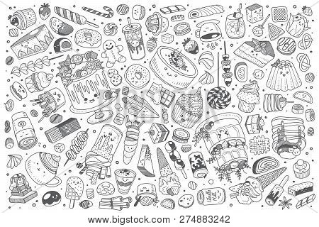 Hand Drawn Pirates Set Doodle Vector Illustration Background