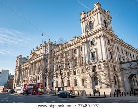 London, Uk - 4 December 2018: The Treasury Is The British Government Department Responsible For Uk P