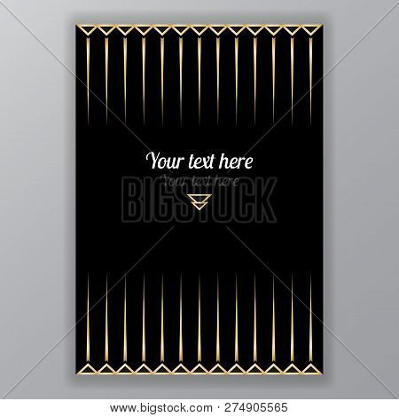 Creative Modern Golden-black, A4 Page, Menu, Card, Invitation, Geometric Template In A Art Deco And 