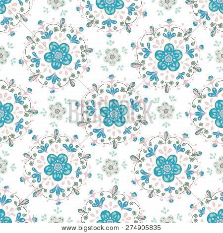 Blue Floral Mandala Pattern With White Background