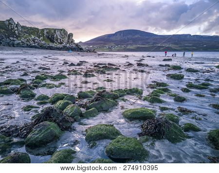 Sunset Over The Famous Dinosaur Bay At Staffin On The Isle Of Skye