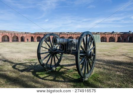 A Large Cannon At Fort Pulaski National Monument Near Savannah Georgia