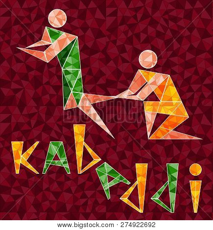Creative Poster Or Banner Design With Playing Kabaddi Players. Concept Of Sportsman Playing Kabaddi.