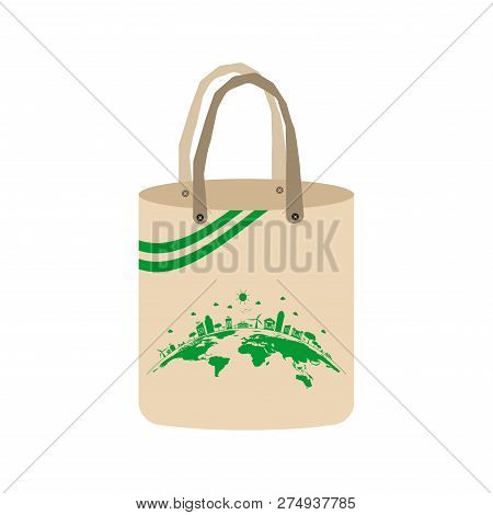 Ecology Concept,eco-friendly Fabric Bag Ideas.vector Illustration