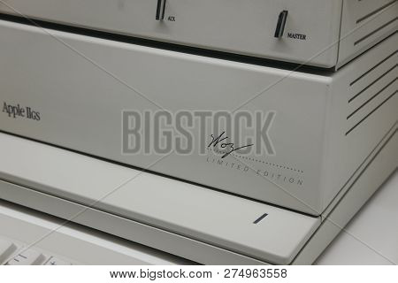 Prague, Czech Republic - August 28, 2018: Macintosh Apple Iigs Computer Signed By Steve Wozniak Insi