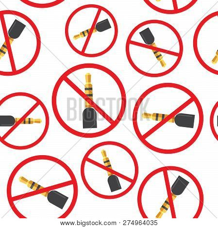 Audio Jack 3.5mm In Ban Seamless Pattern Background. Business Fl