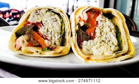Chicken Wrap Sandwich /circassian  Cherkes Or Cerkez Tavugu. Fast Food
