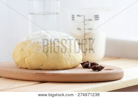 Necessary Ingredients For Homemade Dough On The Kitchen Table