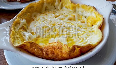 Turkish Omlet Or Omelette With Cheese. Traditional Breakfast.