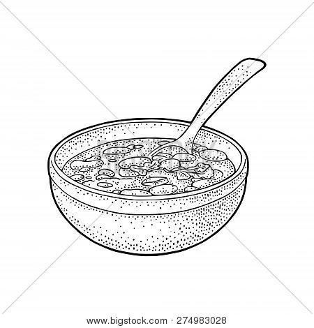 Chili Con Carne In Bowl With Spoon - Mexican Traditional Food.