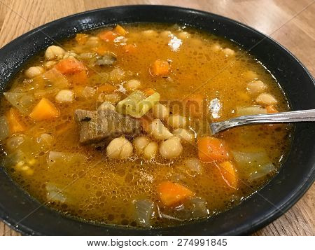 Turkish Food Chickpea Stew With Meat And Vegetables / Etli Nohut.