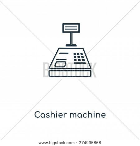 Cashier Machine Icon In Trendy Design Style. Cashier Machine Icon Isolated On White Background. Cash